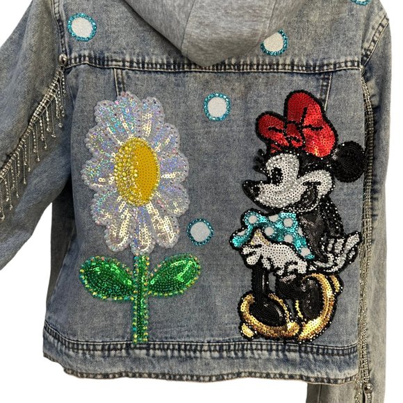 (H-217) Minnie Mouse Embellished Denim Jacket Size XL - Picture 8 of 13
